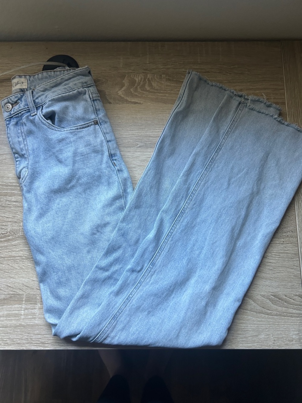 Light Wash Raw Hem Jeans